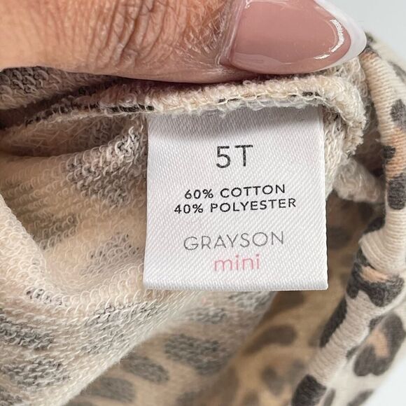 Grayson Mini Toddler Girl’s Leopard Print Ruffle Long Sleeve Sweatshirt Dress 5T - Picture 5 of 7